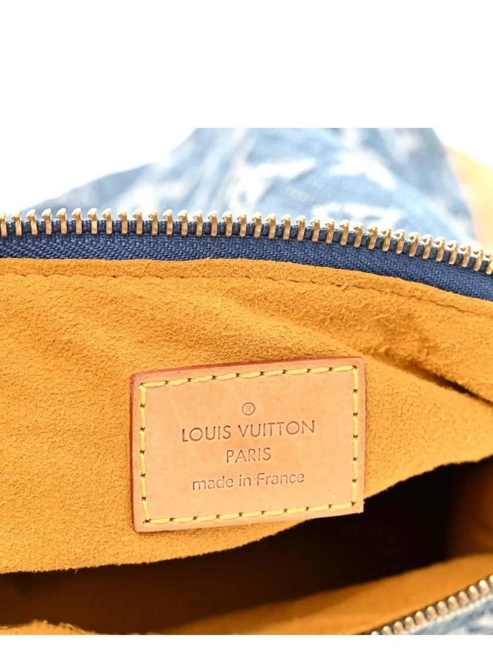 Louis Vuitton Blue Monogram Denim Shoulder Bag with Tan Trim